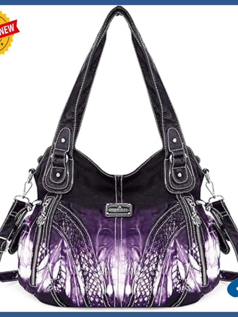 Large Hobo Tote Bag with Adjustable Strap, Multiple Pockets, PU Leather